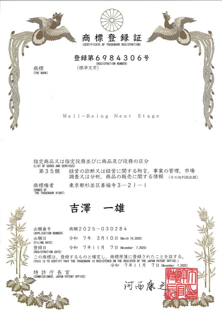 ウェルビーングネクストステージ商標登録